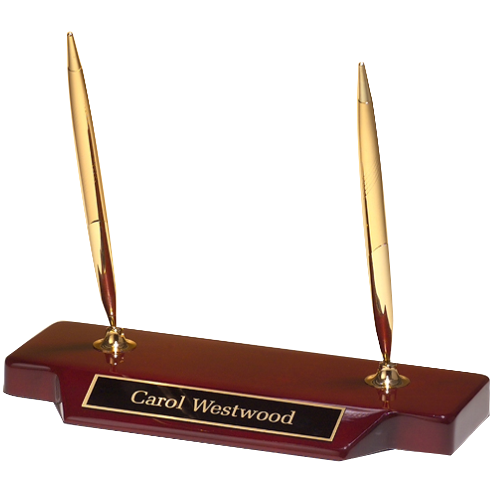 Gold Double Pen Set WITH Text Engraving Just Military Awards